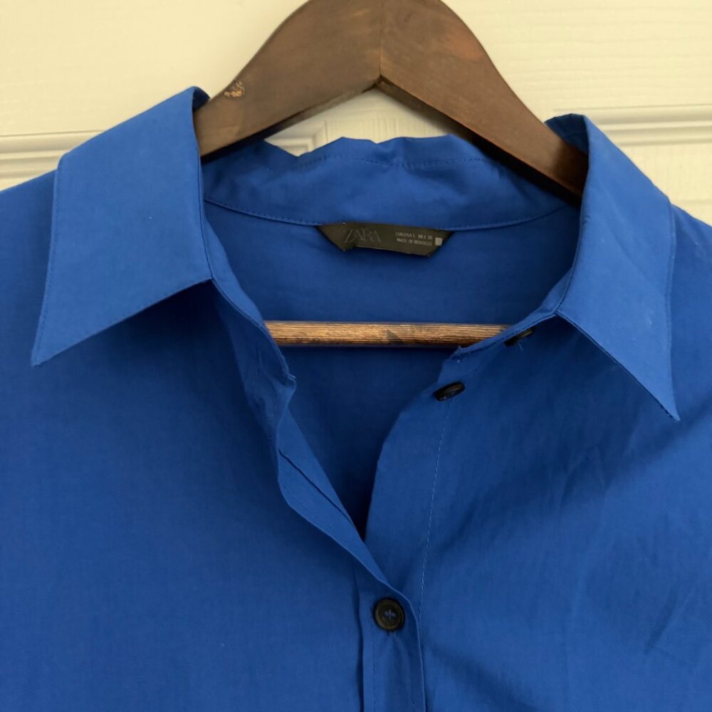 NEVER WORN-Get Ready for Spring- Zara oversized Beautiful "Bluish" Blouse- Large - Picture 13 of 14